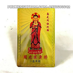 Thẻ Kim Bài Phật A Di Đà, kích thước: 8.3cmx5.3cmx0.2cm, màu: vàng - SP005750