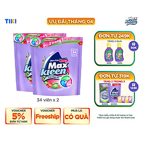 Combo 2 túi viên giặt xả MaxKleen Hương ngày thư thái (34 viên/ túi)