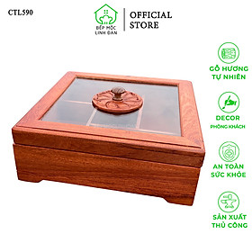 Mua Khay gỗ Hương đựng bánh kẹo  mứt Tết - Hình vuông nắp kính cỡ lớn  mẫu mới nhất - CTL590