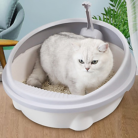 Chậu cát hình tròn cho mèo tặng kèm xẻng - Genyo cat litter box 015 ( màu giao ngẫu nhiên )