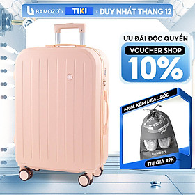 Vali du lịch thời trang BAMOZO 8812 MÀU HỒNG NHẠT size 20/24 , vali kéo chống trầy xước được bảo hành 5 năm