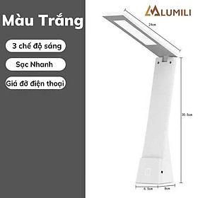 Đèn học để bàn cảm ứng 3 chế độ sáng chống cận kèm theo giá đỡ điện thoại, sạc pin tích điện dễ dàng gấp gọn