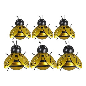 Set of 6 Honey Bee Wall Art Outside Hanging Sculpture Indoor Garden Bugs