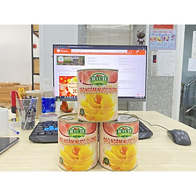 Thùng 12 Lon Đào Ngâm Nước Đường Rich Hộp Lớn 825gram