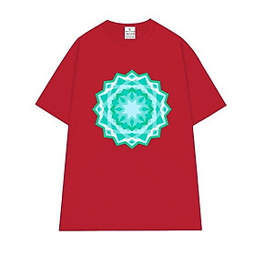 Cao cấp - Áo thun oversize hoa văn Mandala xanh ngọc Manda