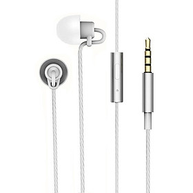 Tai nghe ngủ  chống ồn  nhét trong tai bằng silicon mềm có dây 3.5mm -Màu Xám bạc