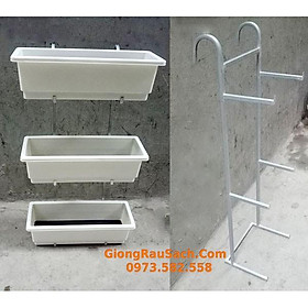 Móc treo Ban Công 3 Tầng Inox Chậu hoa thông minh vừa thành ban công, hàng rào từ 2-10cm - Chưa gồm Chậu