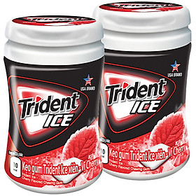 Combo 2 Hộp Kẹo Gum Trident Ice Viên - Vị Cherry (Hộp 40 Viên)