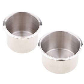 2 Pcs Universal Stainless Steel Cup Drink Holder for Marine Boat RV Camper
