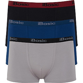 Combo 3 quần lót nam trunk iBasic PANM078 - Đen/Xám/Xanh