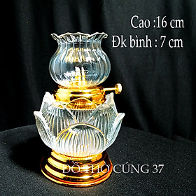 Mua Đèn dầu lưu ly BÔNG SEN  TRẮNG ( Cao 16 CM )