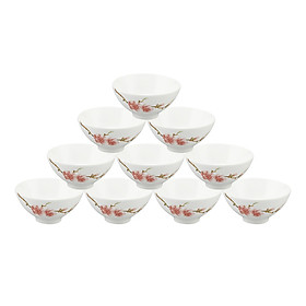 Bộ 10 Cái Chén Cơm Minh Long (S) Hồng Đào (11.5cm)