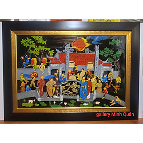 Tranh sơn mài khảm ốc – Hát quan họ hội làng Kinh Bắc