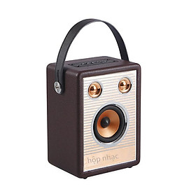 Giao hàng nhanh Loa bluetooth di động D20 họa tiết da retro thẻ cắm đa năng âm thanh - da nâu