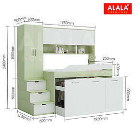 Mua Giường tầng thấp ALALA159 đa năng/ Miễn phí vận chuyển và lắp đặt/ Đổi trả 30 ngày/ Sản phẩm được bảo hành 5 năm từ thương hiệu ALALA/ Chịu lực 700kg