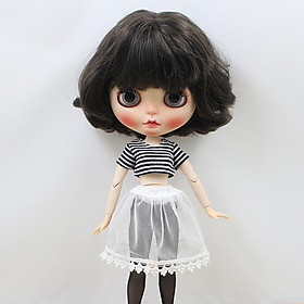 1/6 Doll Clothing Striped Short Sleeve T-shirt Top+ Stockings+ Dress +Underwear Outfit For 12'' Blythe Dolls