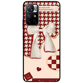 Ốp lưng dành cho Xiaomi Redmi Note 11 5G - Redmi Note 11T - Redmi Note 11S mẫu Nơ Trắng Nền Đỏ
