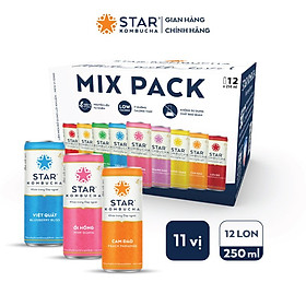 Combo 4 thùng 12 lon mix vị Thức uống lên men Star Kombucha Family Pack