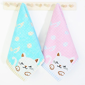 Xinya towel cotton cartoon alphabet children's towel cotton absorbent face towel wash towel 2 loaded powder / blue 25*49cm