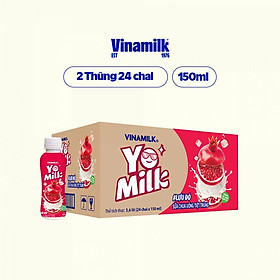 2 Thùng Sữa chua uống Yomilk Lựu Đỏ 150ml - 24 chai/Thùng Yogurt