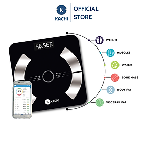 Cân điện tử bluetooth phân tích chỉ số cơ thể Kachi MK223 - Màu đen - Hàng chính hãng
