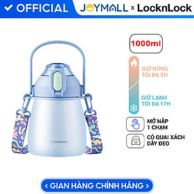 Bình giữ nhiệt LocknLock 1-1.5L LHC3311 LHC3312 - Hàng chính hãng thép không gỉ, nắp bật 1 chạm, có dây deo quai xách tiện lợi - ĐỘC QUYỀN JOYMALL - 1L Xanh LHC3