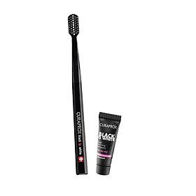 Bộ bàn chải và kem đánh răng Curaprox Black is White 8ml