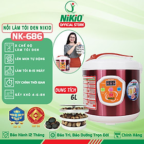 Máy (Nồi) Làm Tỏi Đen Nikio NK-686 - Dung Tích 6 Lít, Làm Tỏi Tự Động Với Công Nghệ Nhật Bản, Tùy Chỉnh Được Thời Gian Làm Tỏi Và Sấy Khô Cho Tỉ Lệ Thành Công 99%, Tỏi Thơm Ngon Giàu Dinh Dưỡng - Đỏ Tím - Hàng chính hãng