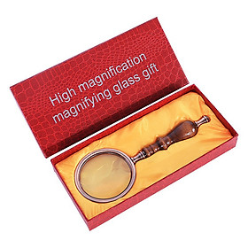 Kính lúp cầm tay gỗ hỗ trợ đọc sách, báo 10X 2280 ( Tặng đèn led mini cắm cổng USB ngẫu nhiên )