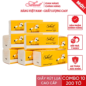 Combo 10 gói Giấy ăn Silkwell 200 tờ 3 lớp Dòng cao cấp chính hãng