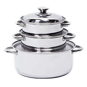 Bộ 3 Nồi Inox 1 Đáy Rainy RN-06TT - Hàng Chính Hãng