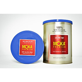 PURIO Coffee - cà phê hạt rang mộc, Moka Premium, 100% hạt Moka, Đắng dịu - Đạt tiêu chuẩn HACCP - Lon 250gr