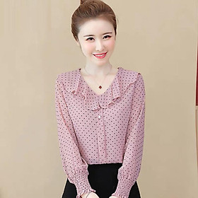 Áo Sơ Mi Nữ Áo Nữ Áo Kiểu Cổ Bèo Chấm Bi  (42-65kg) - N617 