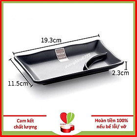 Dĩa Nhựa Phíp Đen, Đĩa melamine Hình Chữ Nhật 2 Kiểu Tiện Lợi - Duonghieu6789