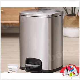Mua Thùng rác vuông inox phong cách hiện đại sang trọng mẫu mới 2020 2 cỡ 8 lít và 10 lít