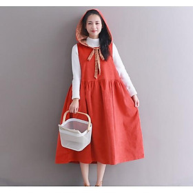 ĐẦM BẦU CÔNG SỞ THU ĐÔNG ĐỎ CAM ( không kèm áo thun )