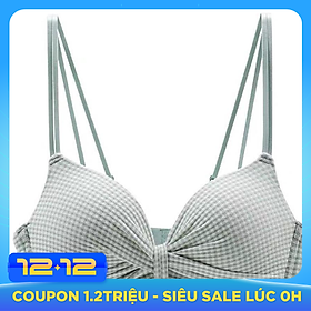 Áo lót nữ không gọng chất su mềm mịn, họa tiết kẻ caro dây kép nâng ngực quyến rũ - ZAN09