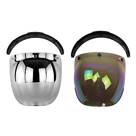 2 Pieces Motorcycle 3-Snap Shield Visor,Sunscreen Sun Shield Visor Bubble Multicolor Mirror for Helmet Face Lens
