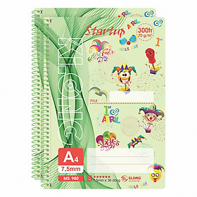 Lốc 2 Sổ Lò Xo Đơn A4 Xé Kẻ Lề KLONG - MS 980 (300 trang)