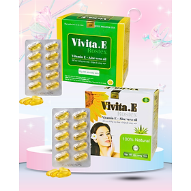 Vivita.E ￼Vitamin E  400IU VN1 - Hộp 100 viên nang mềm -Tinh dầu lô hội làm đẹp da, chống lão hóa, ngừa nếp nhăn, Vinaphar