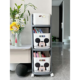 Kệ Nhựa Để Đồ 3 Tầng Mickey Có Bánh Xe Đa Năng Tiện Lợi Và Thông Minh