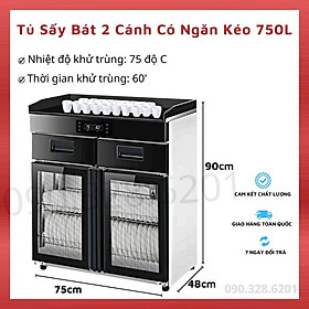 Máy Sấy Bát Đĩa Khử Khuẩn 350L, Tủ Sấy Chén Đĩa 2 Cánh Có Ngăn Kéo