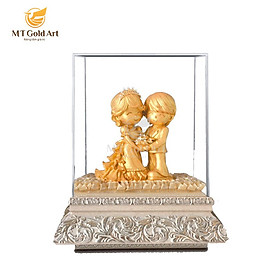 Tượng cô dâu chú rể dát vàng 24k( 19x27x34cm) MT Gokd Art- Hàng chính hãng, quà tặng ngày cưới, kỷ niệm ngày cưới 