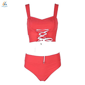 Hình ảnh Bộ đồ bơi hai mảnh nữ Lan Hạnh áo hai dây quần sịp Đỏ tươi 20066-DO201