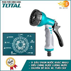 Đầu phun nước máy xịt rửa 3/4" chuyên dụng TOTAL THWS010901 - Rửa xe, tưới cây, nhiều chế độ rửa tiện lợi, bền bỉ, tay cằm chắc chắn