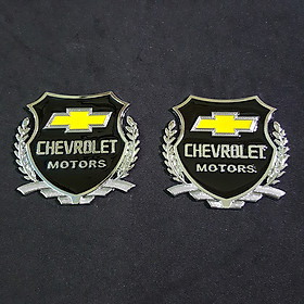 Bộ 2 miếng dán logo kim loại chữ CHEVROLET bông lúa