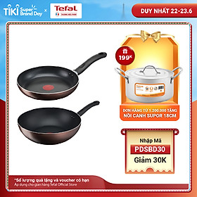 Combo 2 chảo chống dính đáy từ Tefal - Chảo chiên 24cm G1430405 Day By Day & Chảo xào 26cm G1437705 Day By Day - Dùng cho mọi loại bếp - Hàng chính hãng