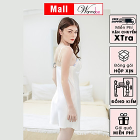 Đầm ngủ lụa WANNABE DNS16 váy ngủ 2 dây đơn giản, nhúng phồng tạo độ to cho cúp ngực giúp bạn trông nữ tính trẻ trung