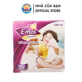 Khăn Giấy E'Mos Premium cao cấp 100 tờ dày dai làm từ 100% bột giấy tự nhiên