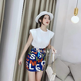 Set bộ đồ nữ cộc tay, set áo váy dạo phố -Sét áo cotton kèm chân váy hoạ tiết siêu hot